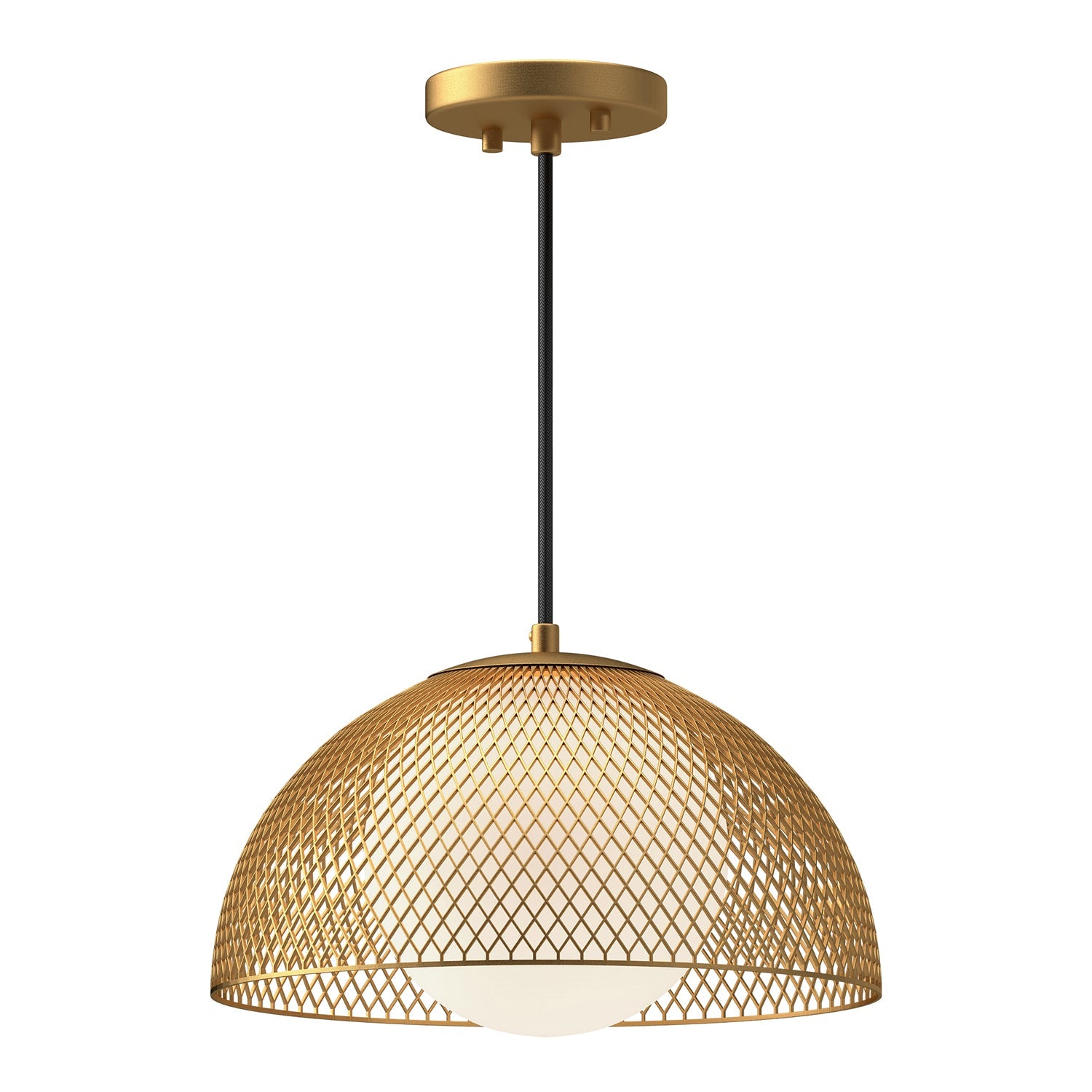 Haven 12-in Pendant — Gold/Opal Matte Glass