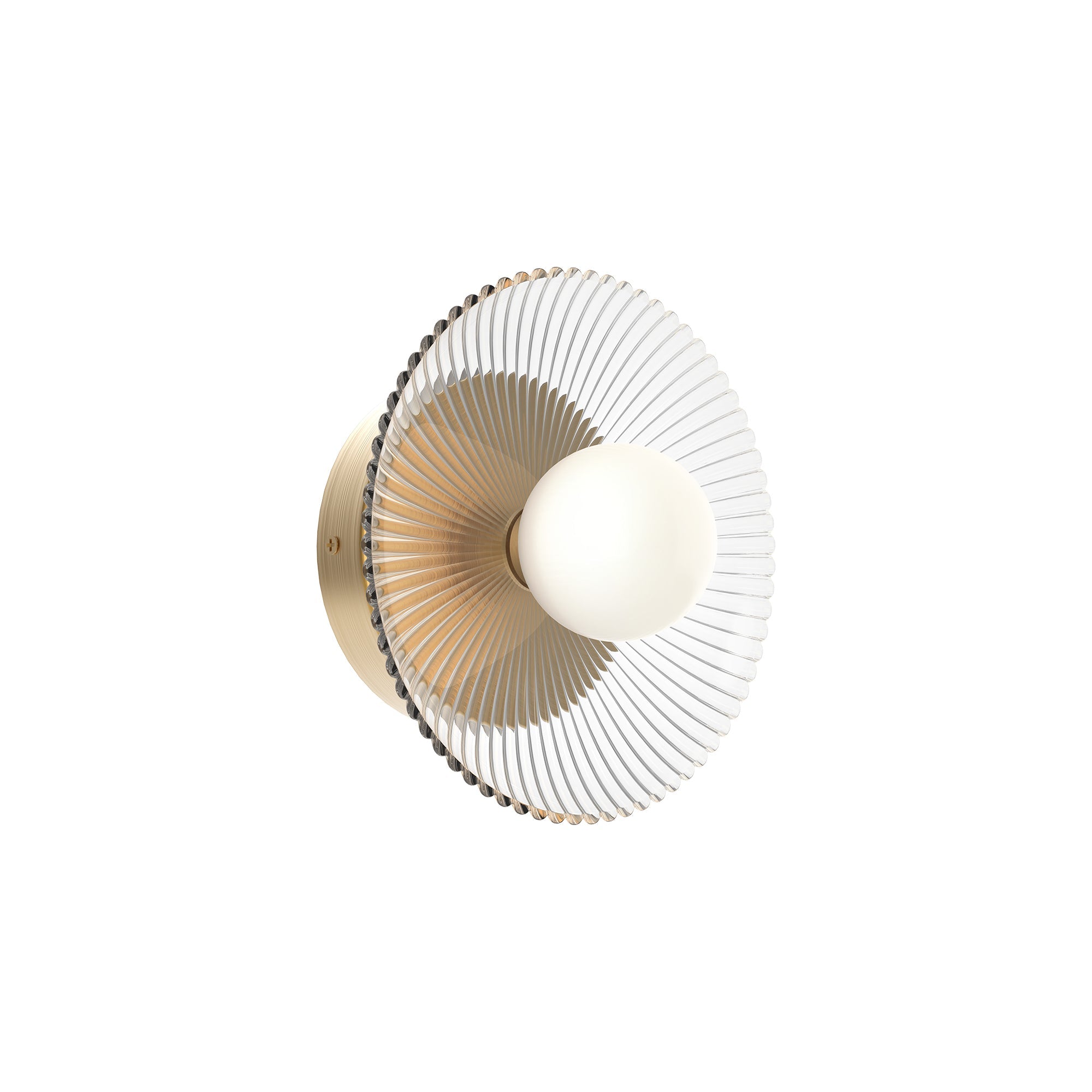 Hera 9-in Wall/Vanity Light — Brushed Gold/Clear Ribbed Glass [Universal Voltage]