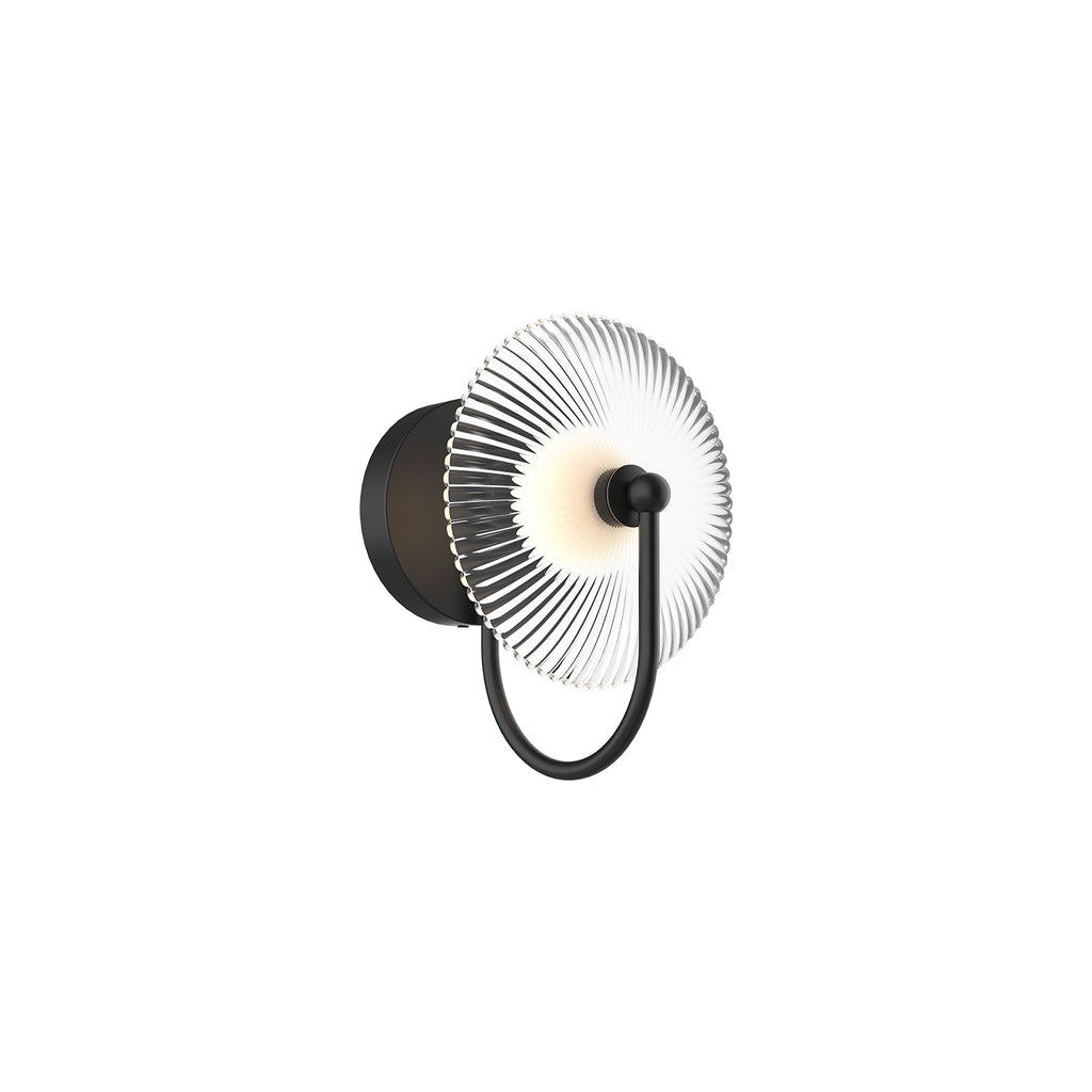 Hera 11-in Wall/Vanity Light — Matte Black/Clear Ribbed Glass [Universal Voltage]