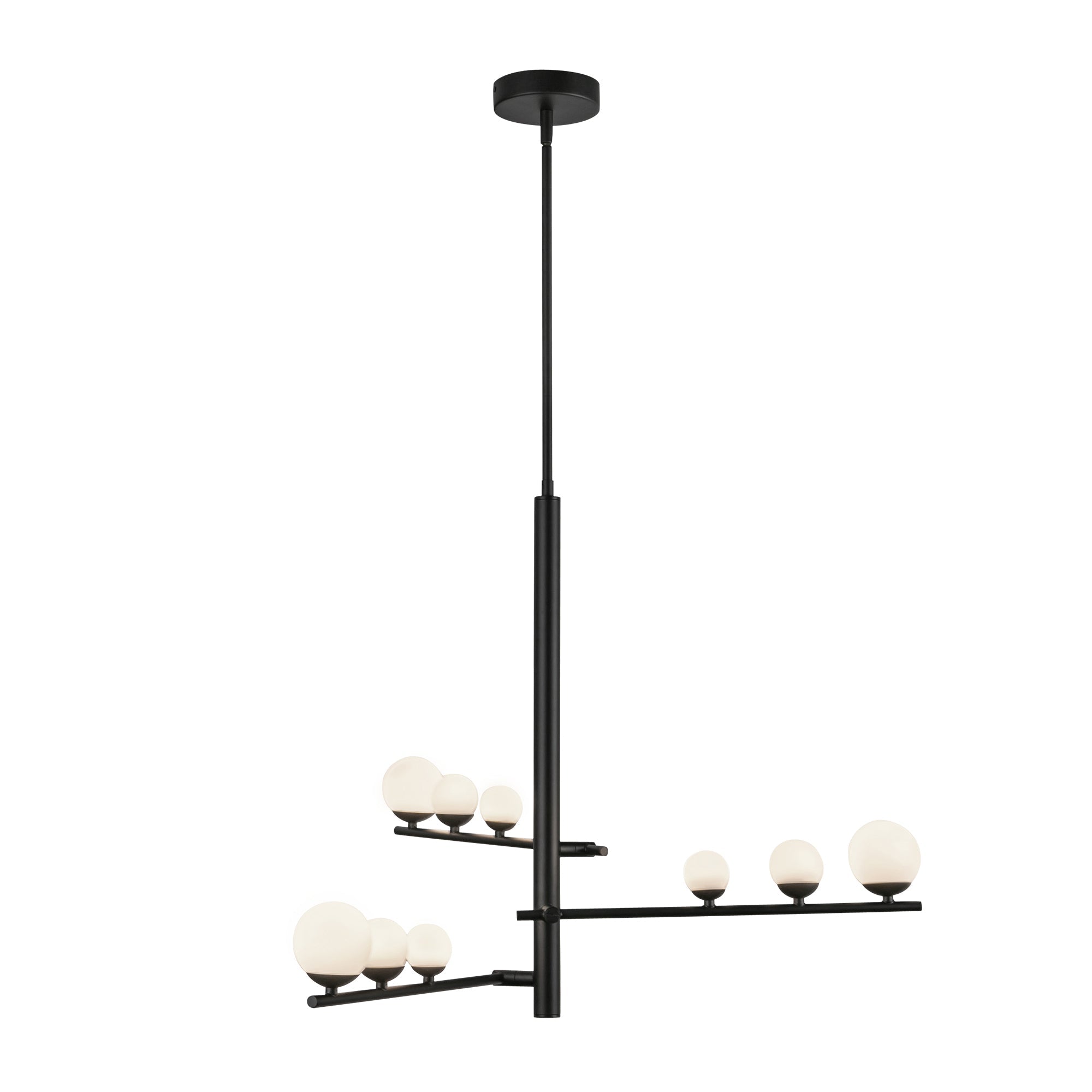 Cypress 3 Head Chandelier — Black/Opal Glass