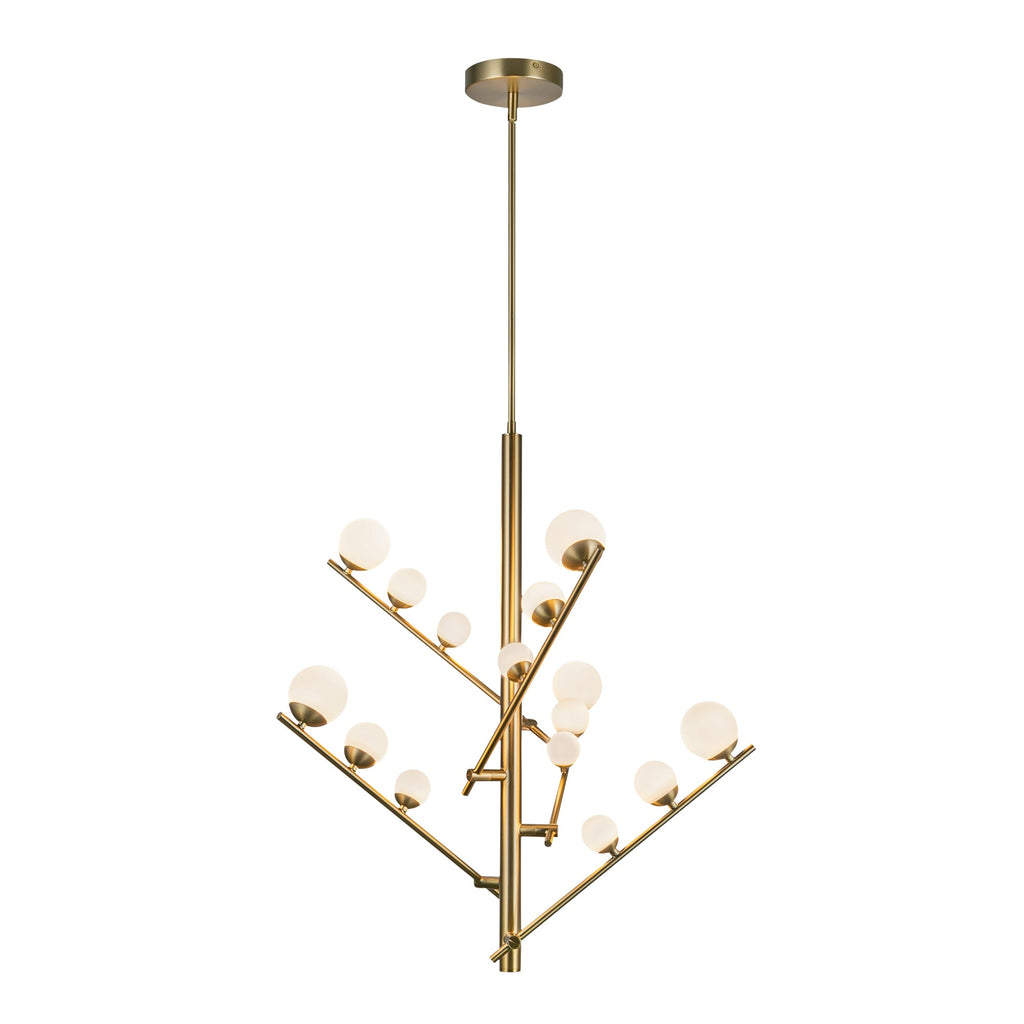 Cypress 5 Head Chandelier — Brushed Gold/Opal Glass