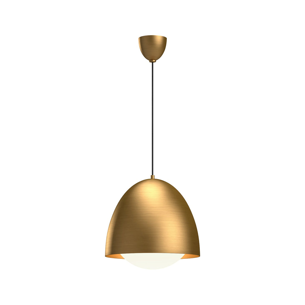 Kenji 16-in Pendant — Aged Gold/Opal Matte Glass