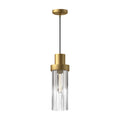 Kent 5-in Pendant — Brushed Gold/Clear Ribbed Glass