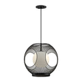 Kona 13-in Exterior Pendant — Black/Opal Glass
