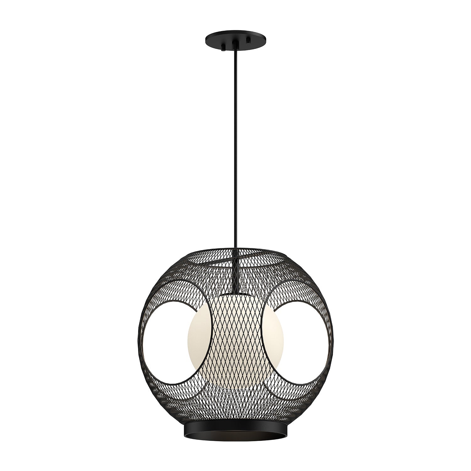 Kona 13-in Exterior Pendant — Black/Opal Glass