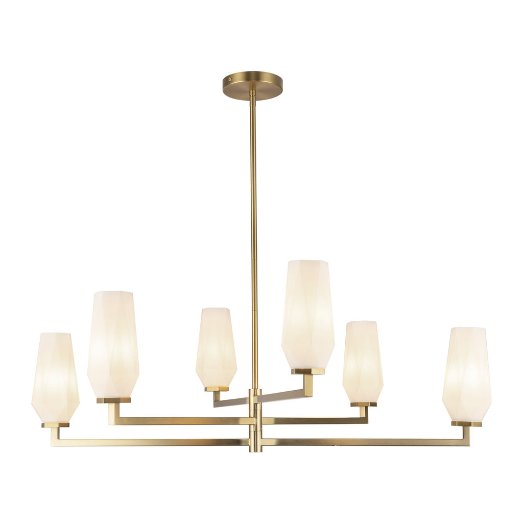 Krysta 35-in Chandelier — Brushed Gold/Opal Glass