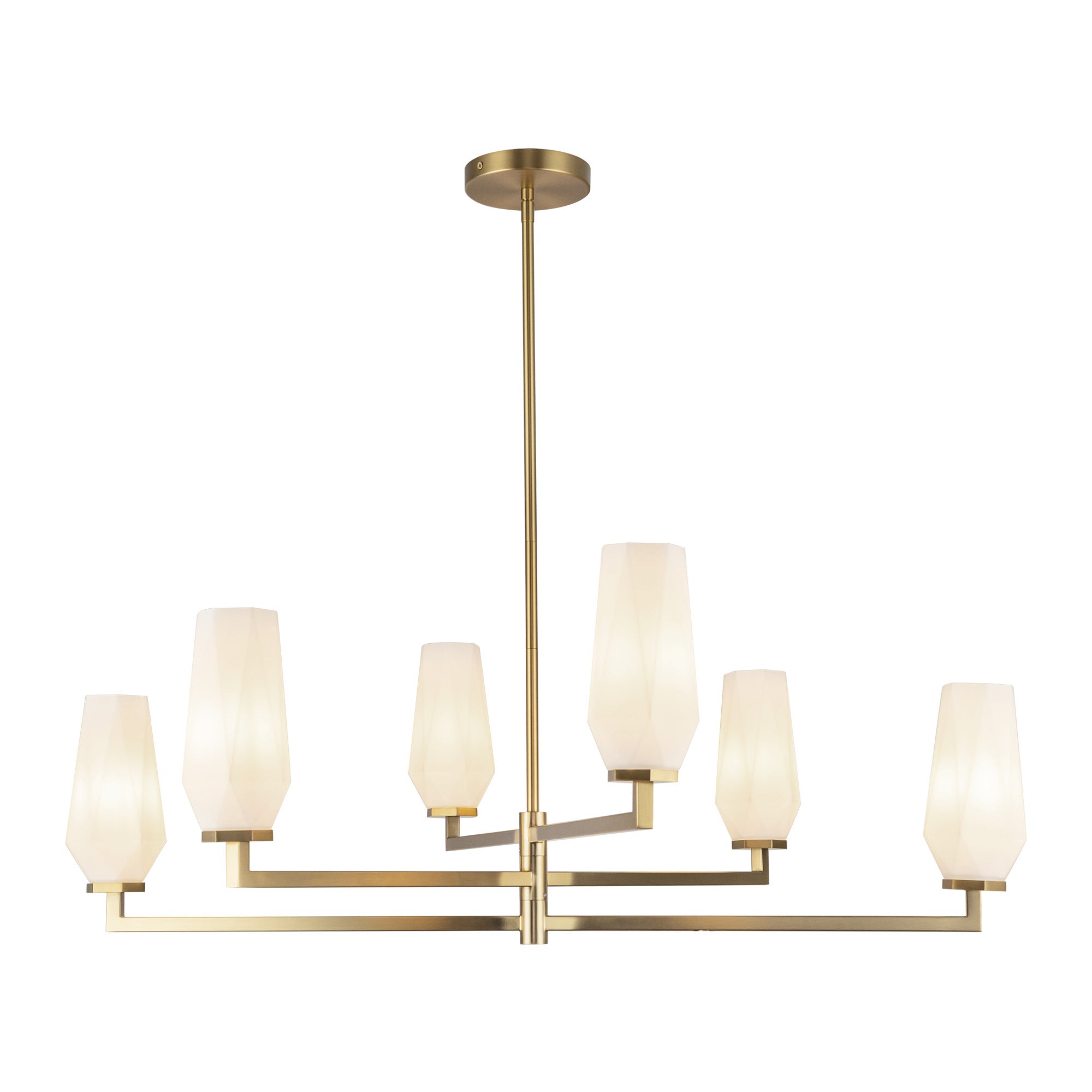 Krysta 35-in Chandelier — Brushed Gold/Opal Glass