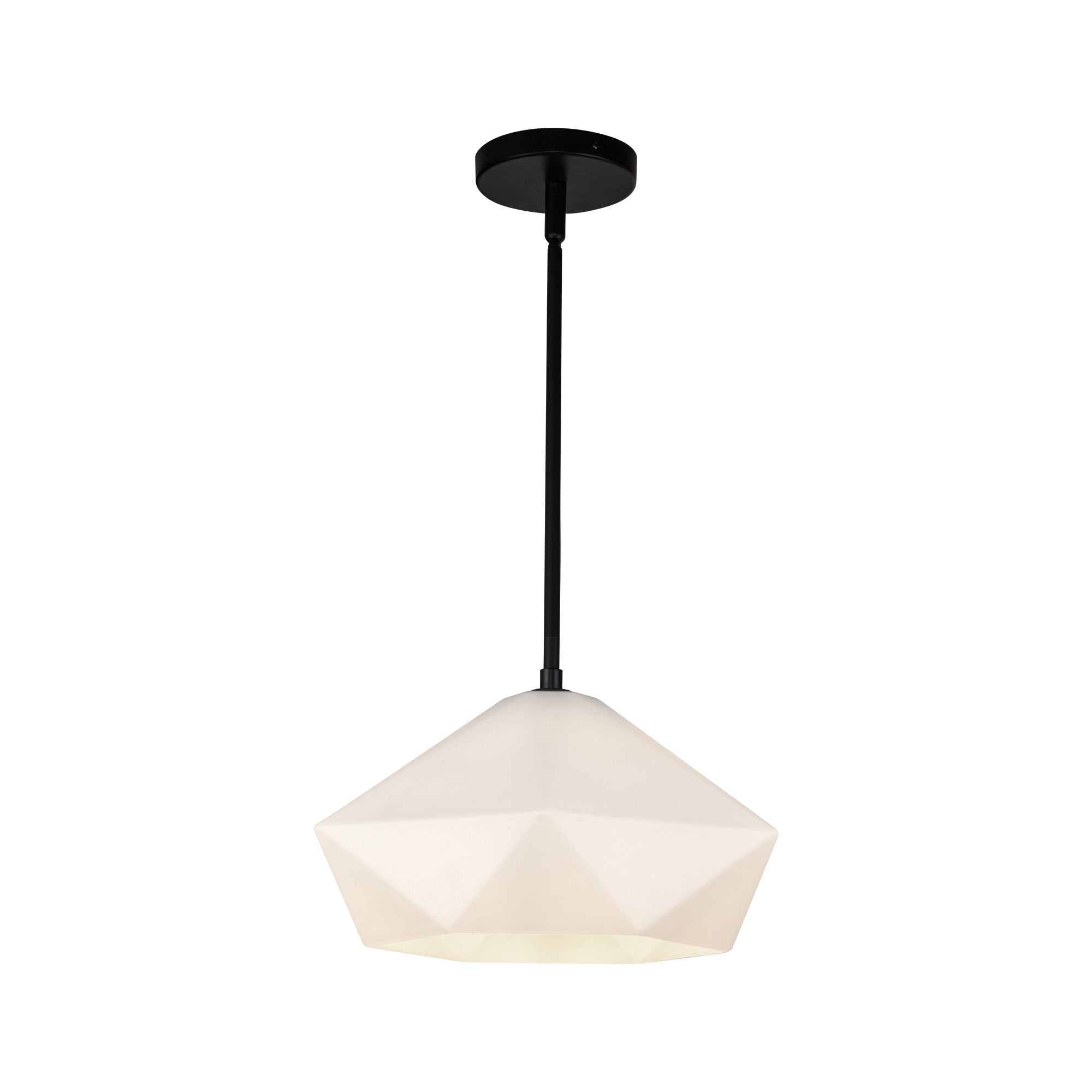 Krysta 14-in Pendant — Matte Black/Opal Glass