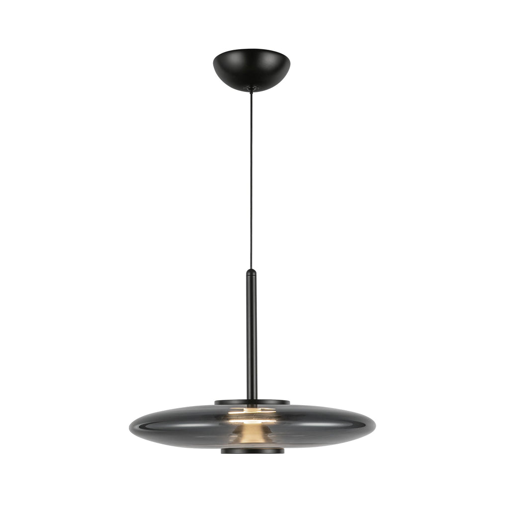 Kyoto 18-in Pendant — Black/Smoked Glass [Universal Voltage and 3 Selectable Color Temperatures]