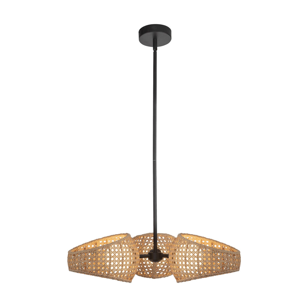 Lanai 3 Head Chandelier — Black/Opal Glass
