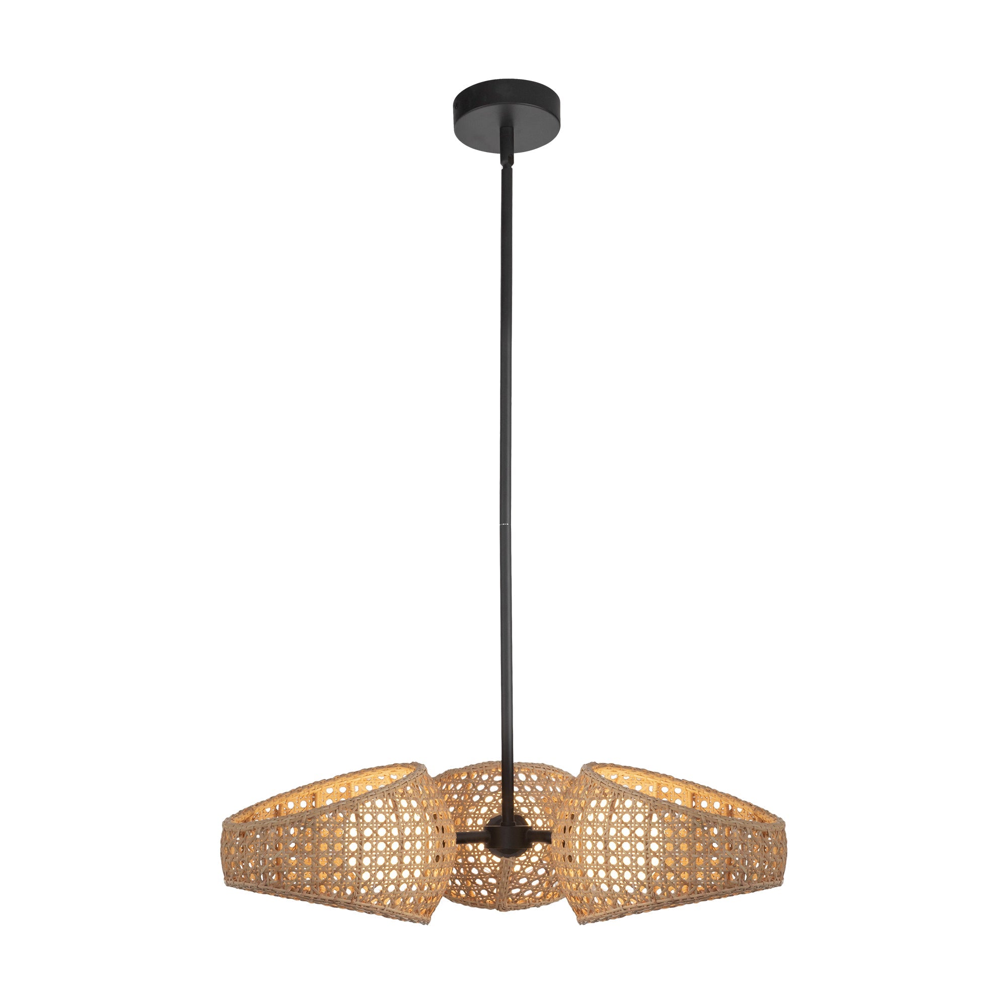 Lanai 3 Head Chandelier — Black/Opal Glass