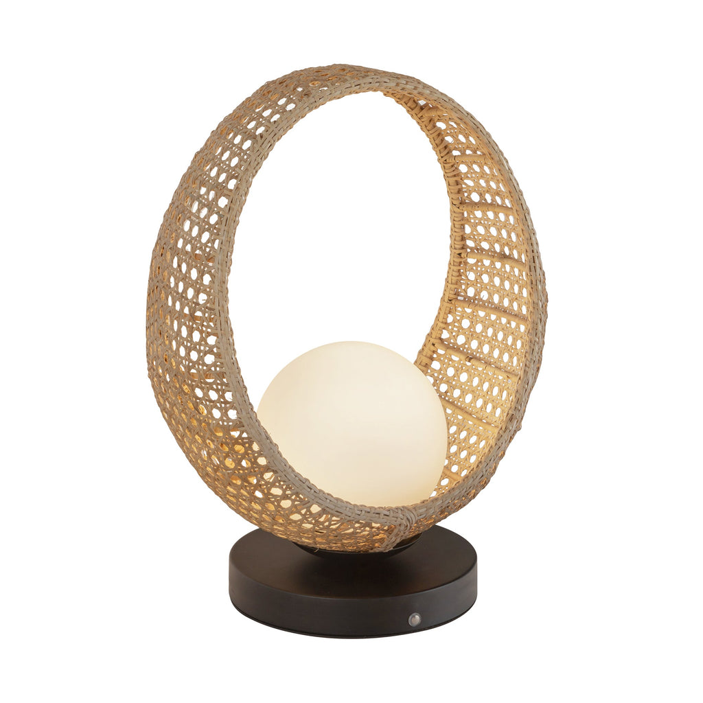 Lanai 16-in Table Lamp — Black/Opal Glass