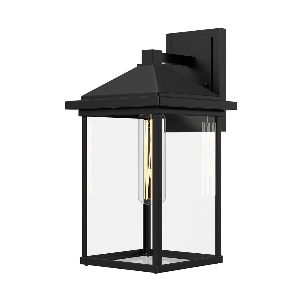 Larchmont 6-in Exterior Wall Sconce — Clear Glass/Textured Black