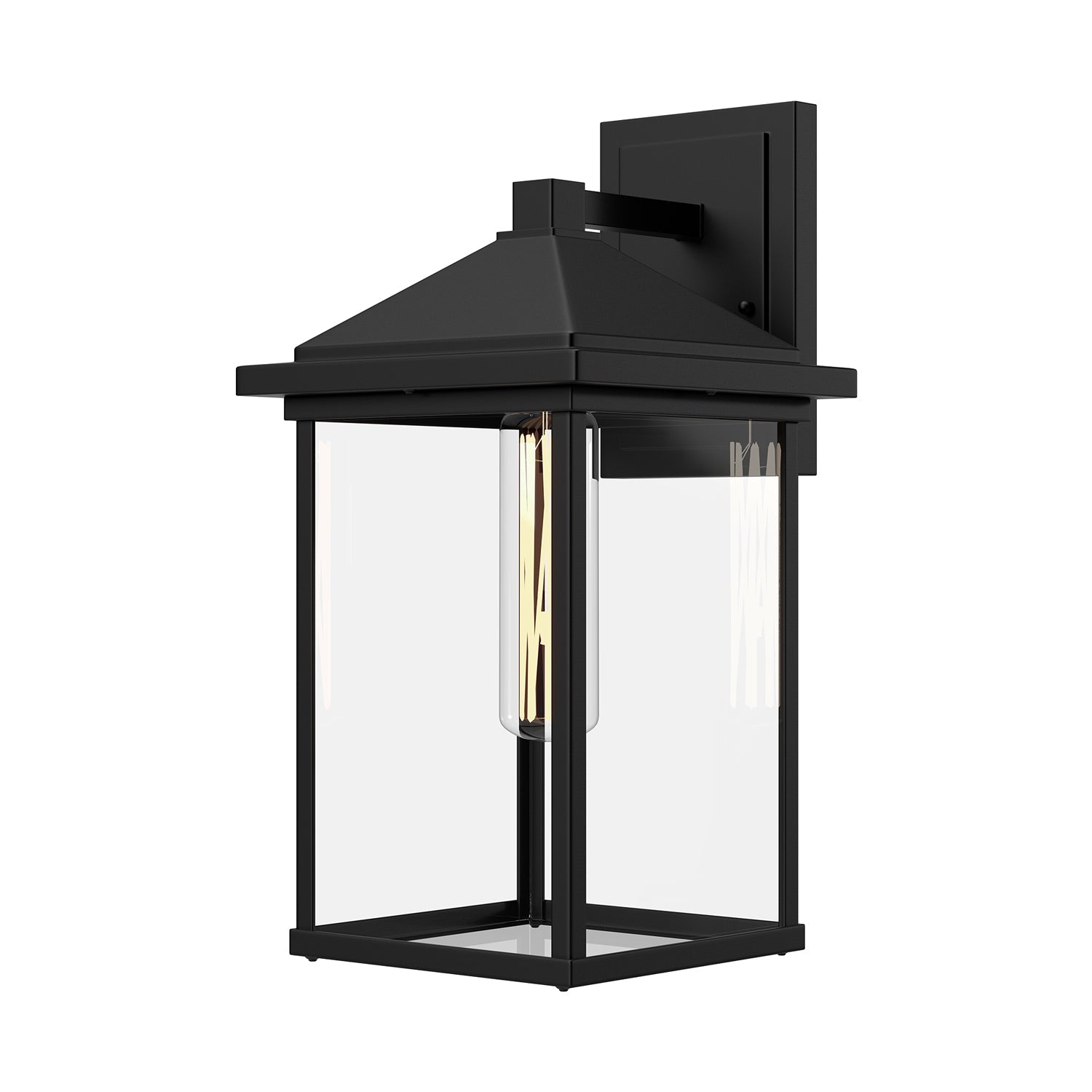 Larchmont 6-in Exterior Wall Sconce — Clear Glass/Textured Black