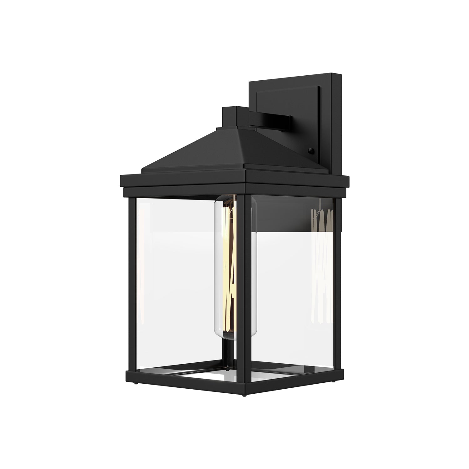 Larchmont 9-in Exterior Wall Sconce — Clear Glass/Textured Black