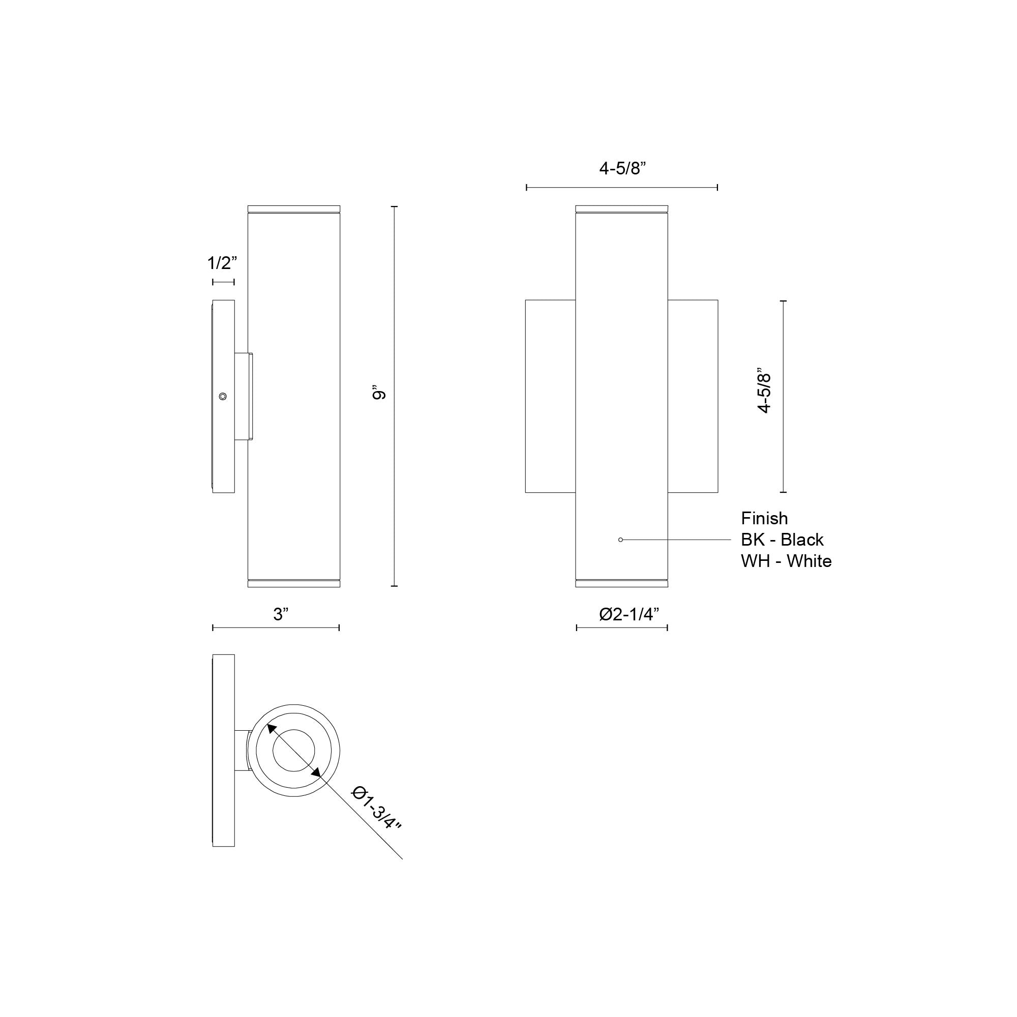 Lorna 9-in (2-in Dia.) Wall Sconce Up/Down Light