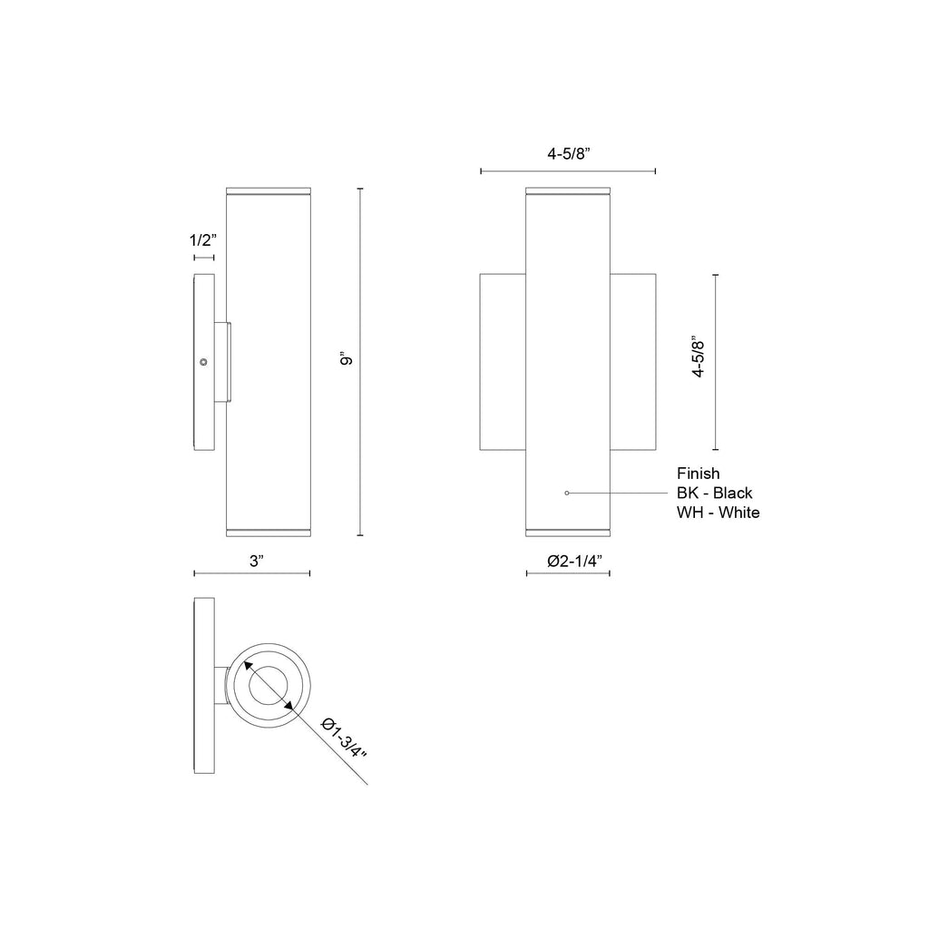 Lorna 9-in (2-in Dia.) Exterior Wall Sconce Up/Down Light