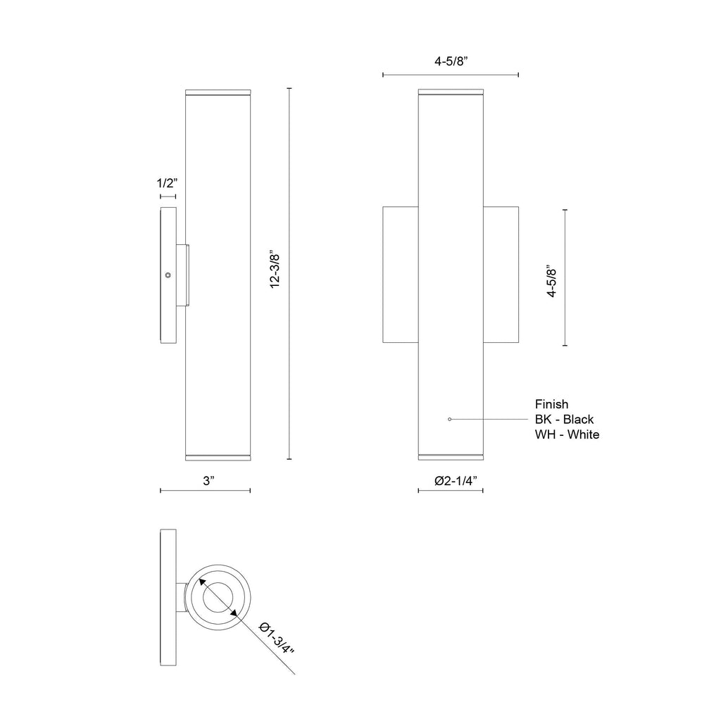 Lorna 12-in (2-in Dia.) Exterior Wall Sconce Up/Down Light