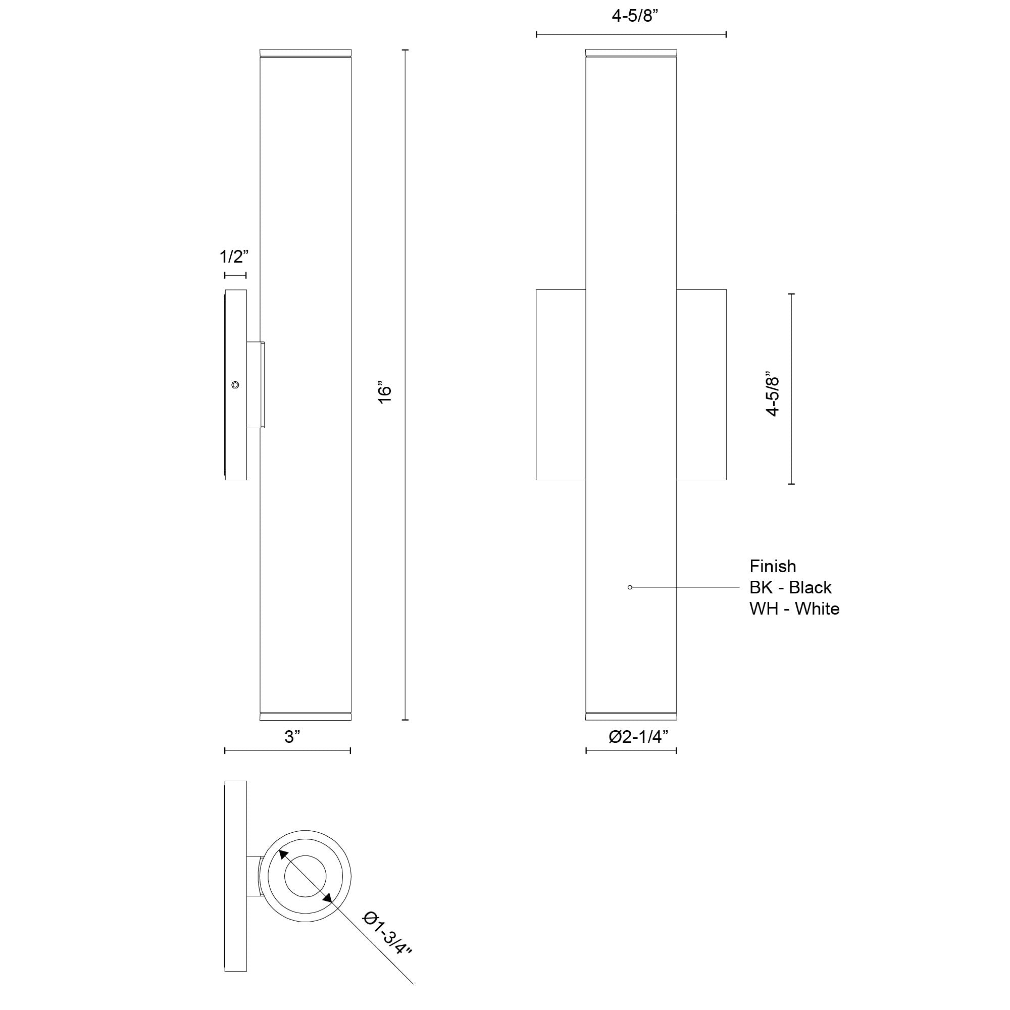 Lorna 16-in (2-in Dia.) Exterior Wall Sconce Up/Down Light