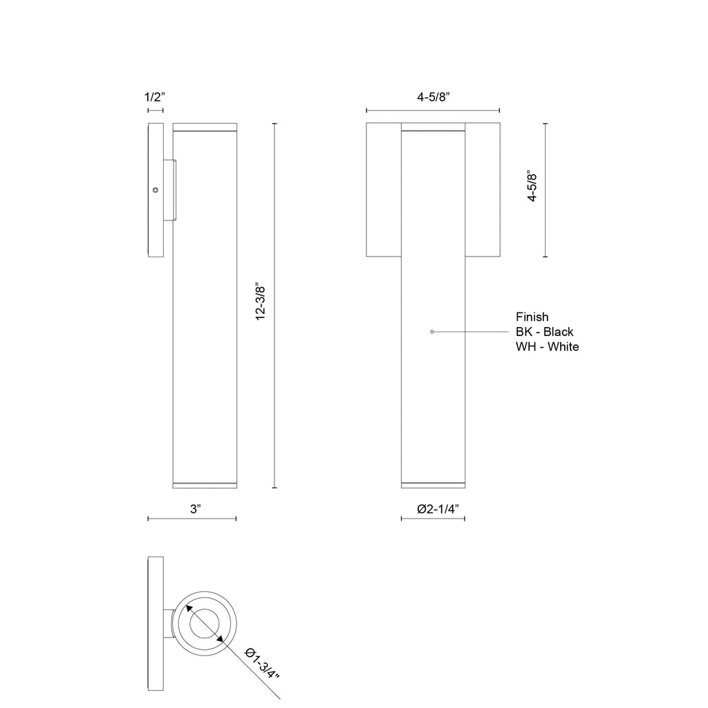 Lorna 12-in (2-in Dia.) Interior/Exterior Wall Sconce