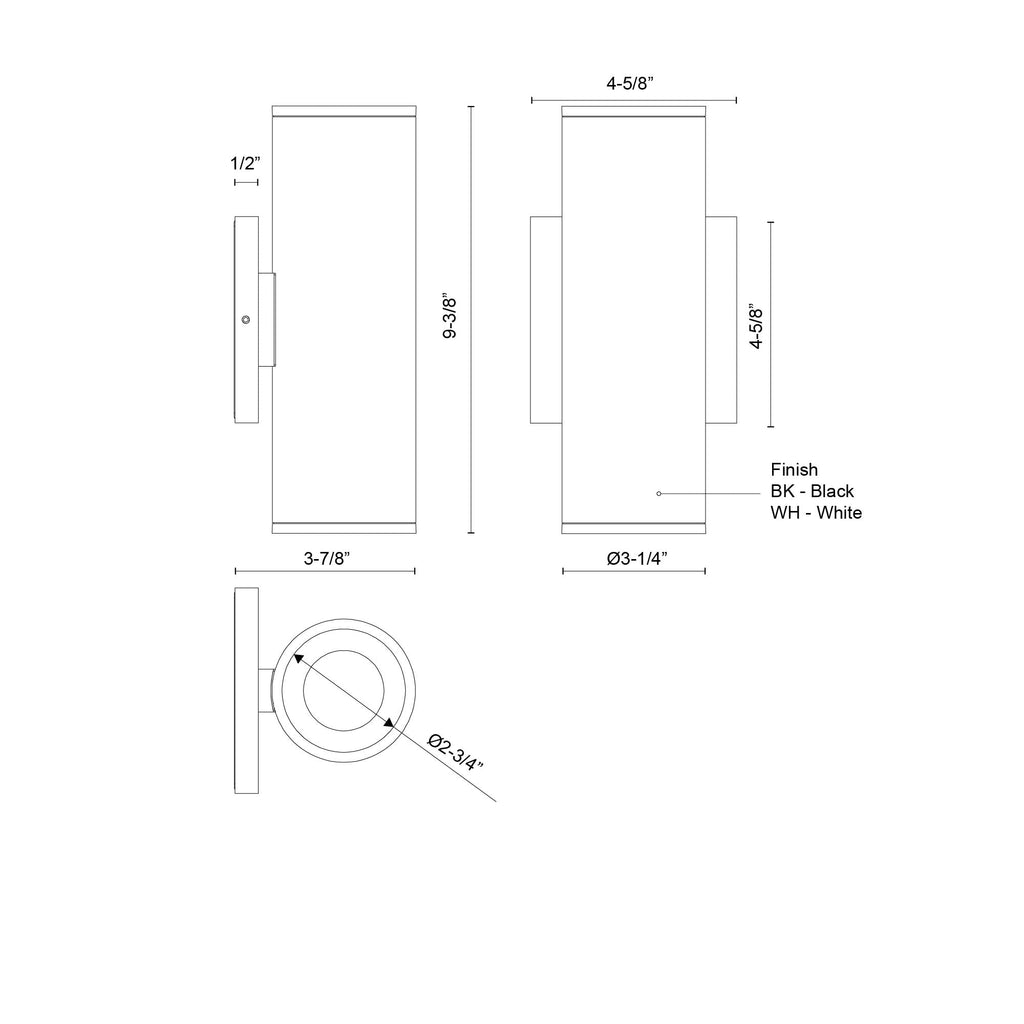 Lorna 9-in (3-in Dia.) Exterior Wall Sconce Up/Down Light
