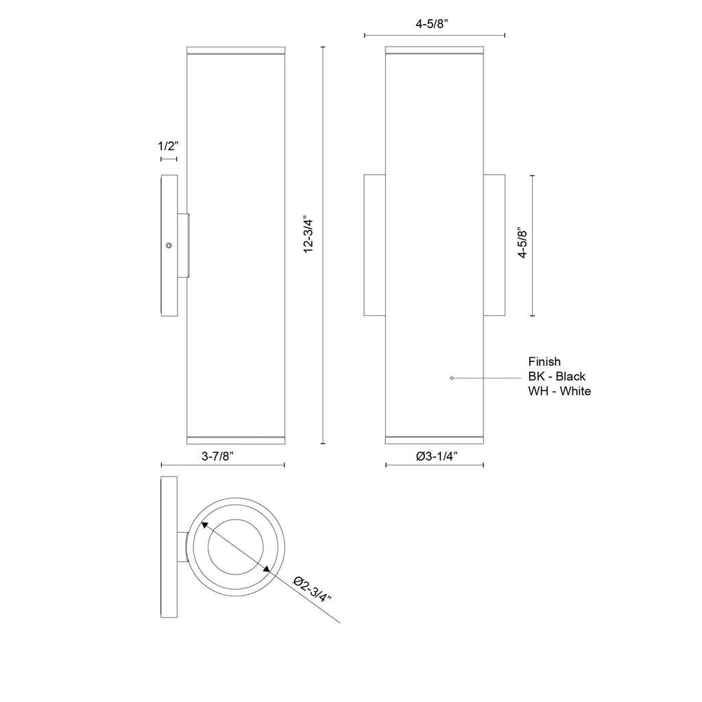 Lorna 12-in (3-in Dia.) Exterior Wall Sconce Up/Down Light