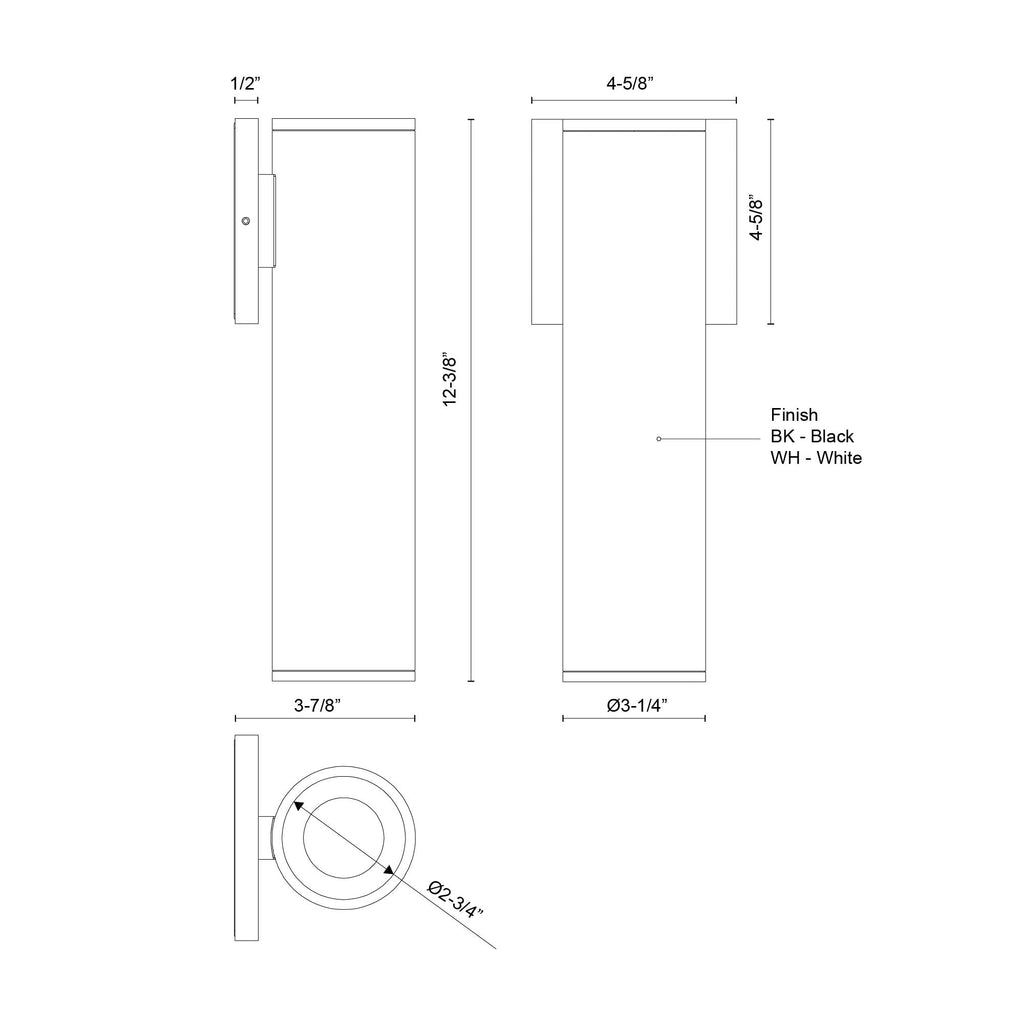 Lorna 12-inch (3-inch Dia.) Exterior Wall Sconce