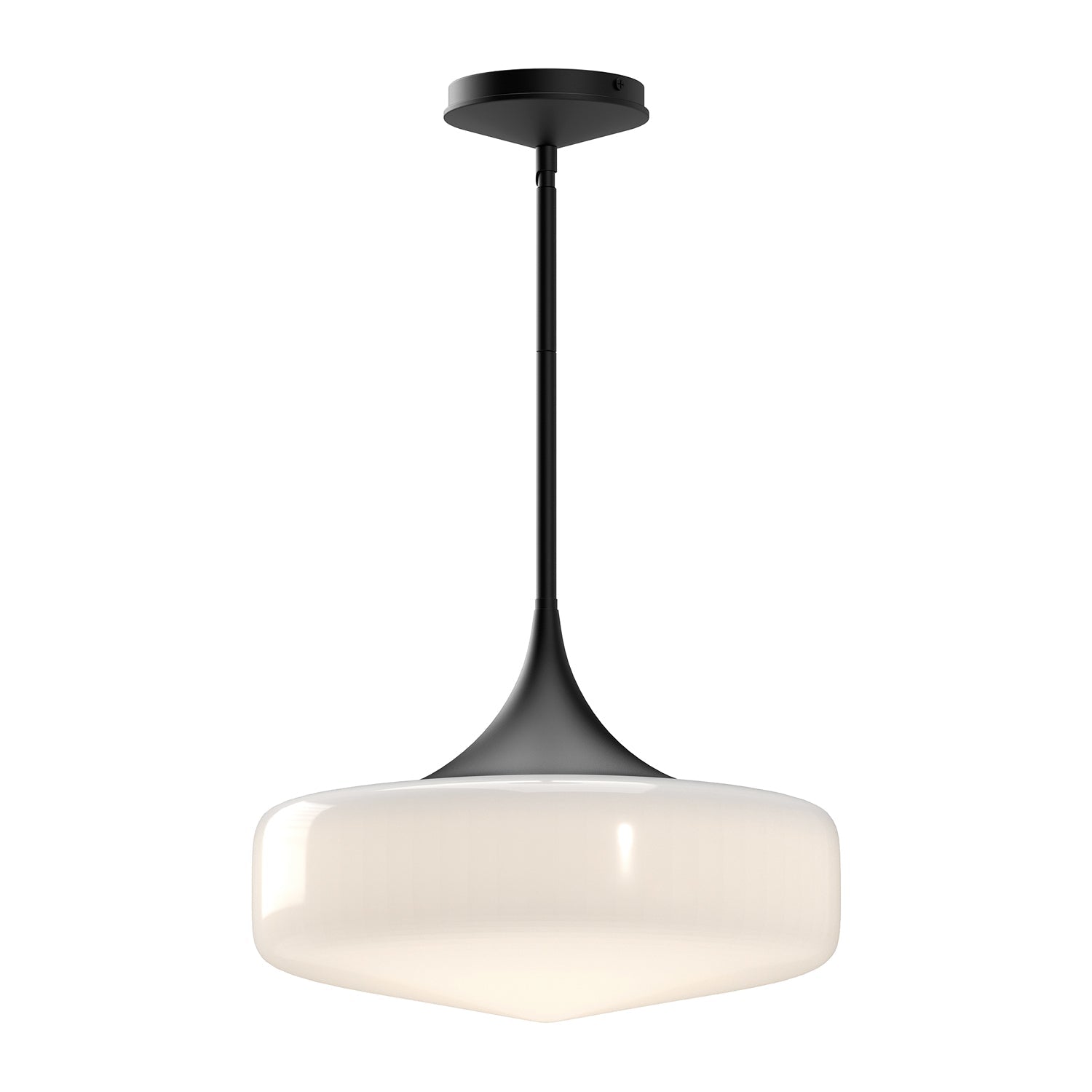 Lincoln 14-in Pendant — Glossy Opal Glass/Matte Black