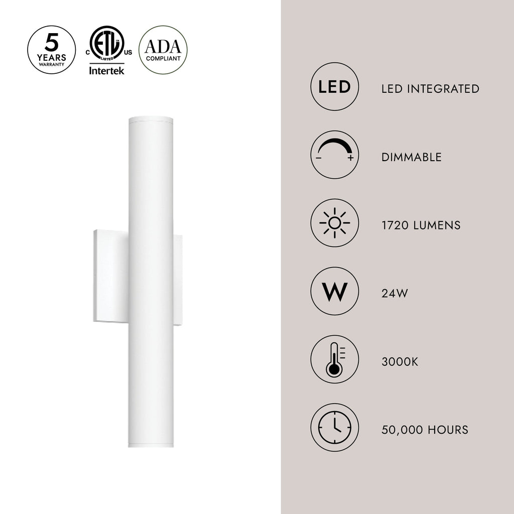 Lorna 16-in (2-in Dia.) Wall Sconce Up/Down Light