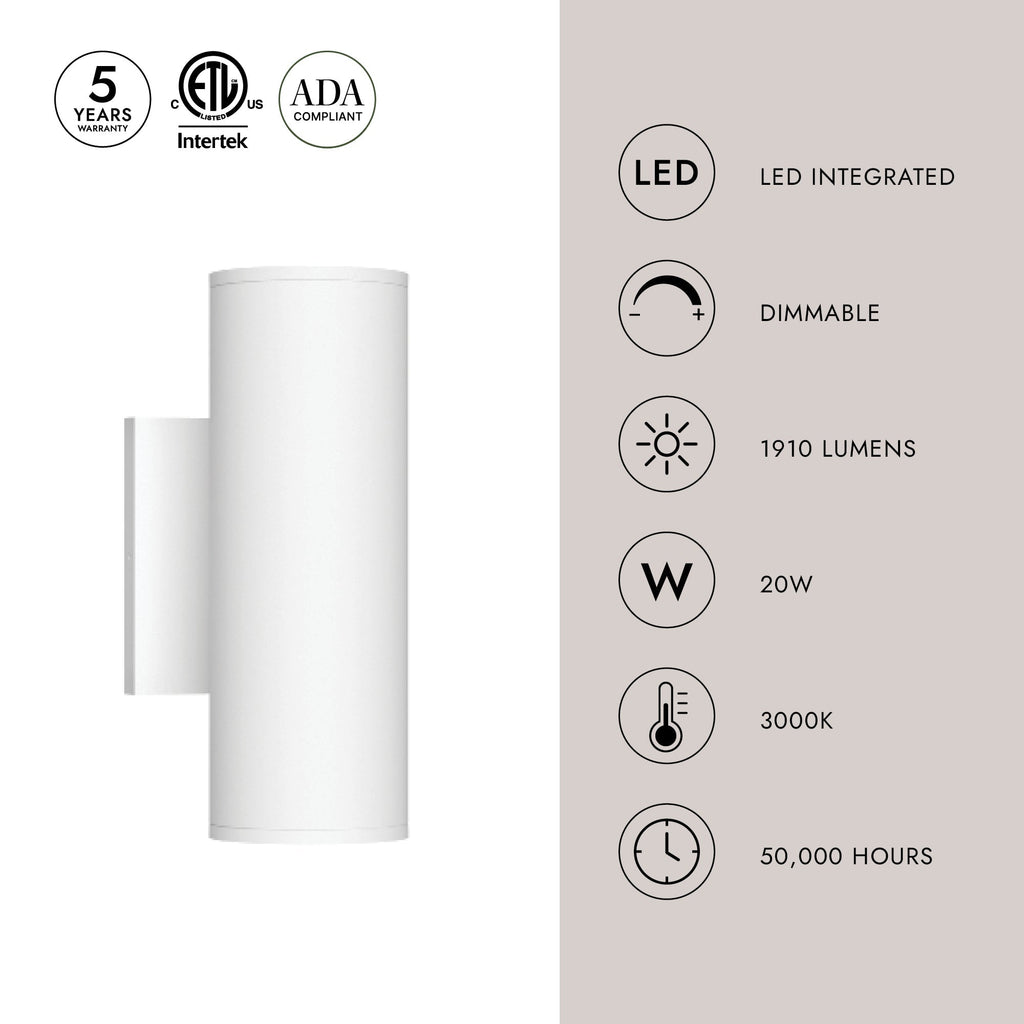 Lorna 9-in (3-in Dia.) Wall Sconce Up/Down Light