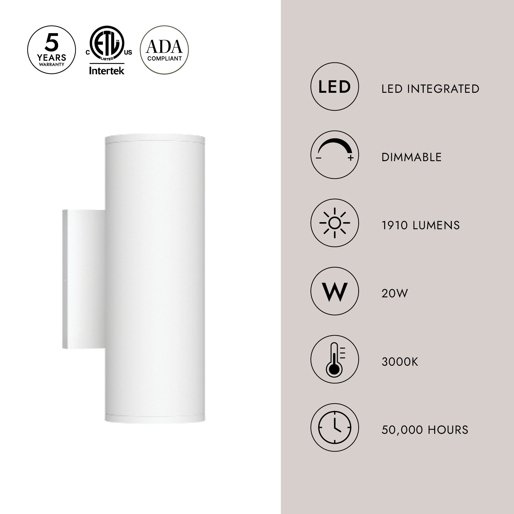 Lorna 9-in (3-in Dia.) Wall Sconce Up/Down Light