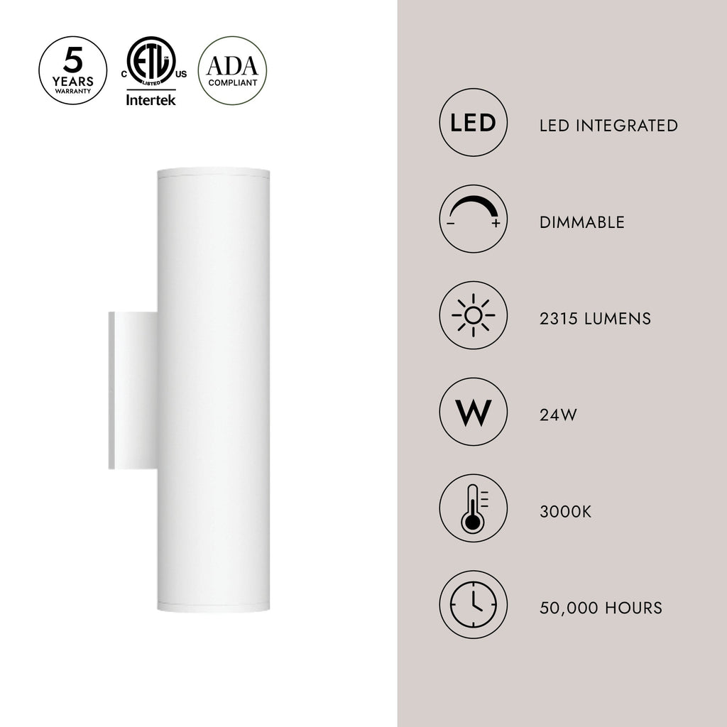 Lorna 12-in (3-in Dia.) Wall Sconce Up/Down Light