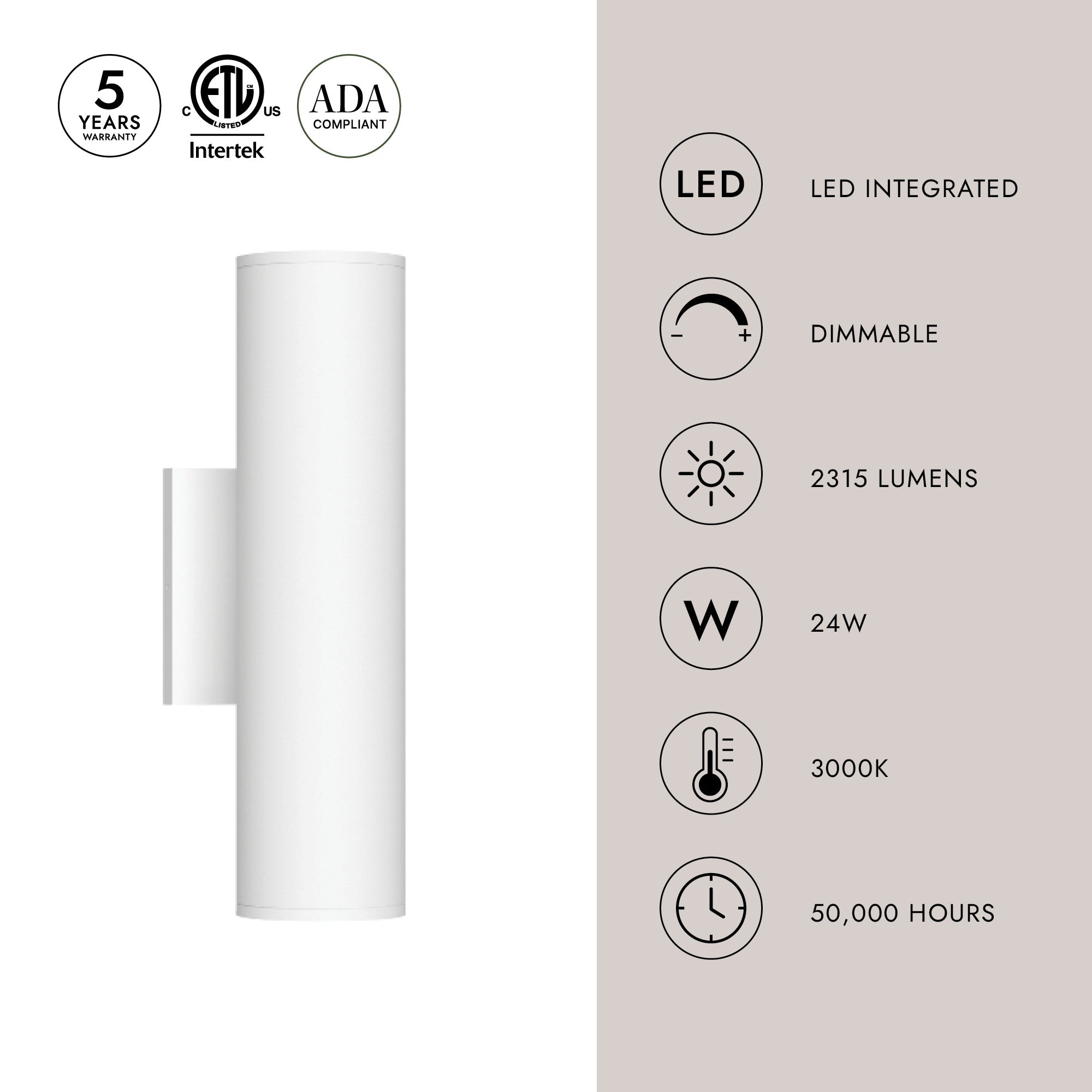 Lorna 12-in (3-in Dia.) Wall Sconce Up/Down Light