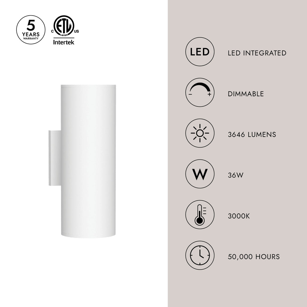 Lorna 12-in (4-in Dia.) Wall Sconce Up/Down Light