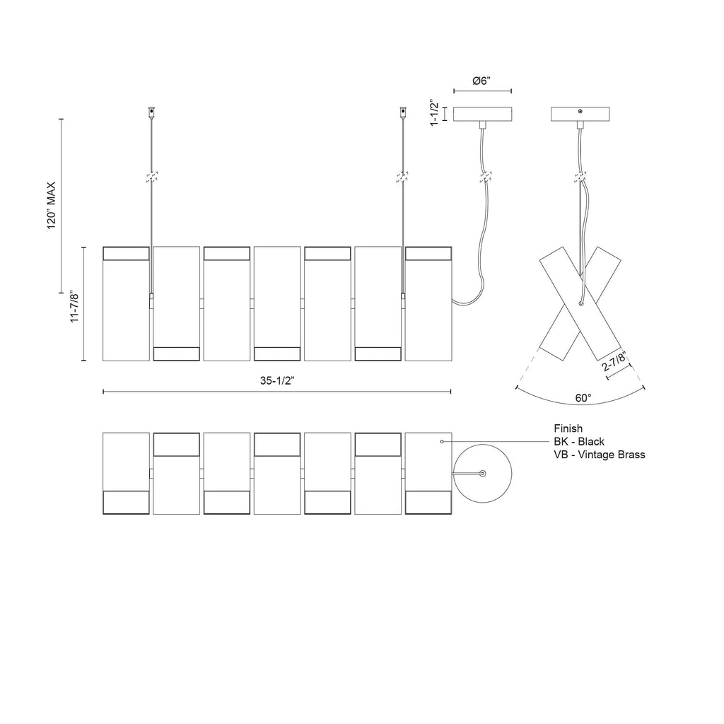 Domino 35-in Linear Pendant