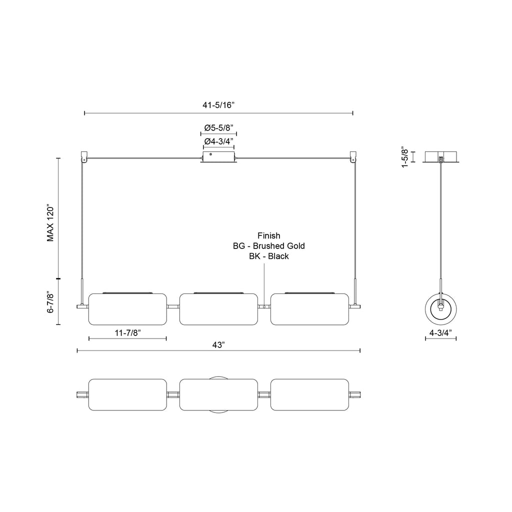 Hilo 43-in Linear Pendant