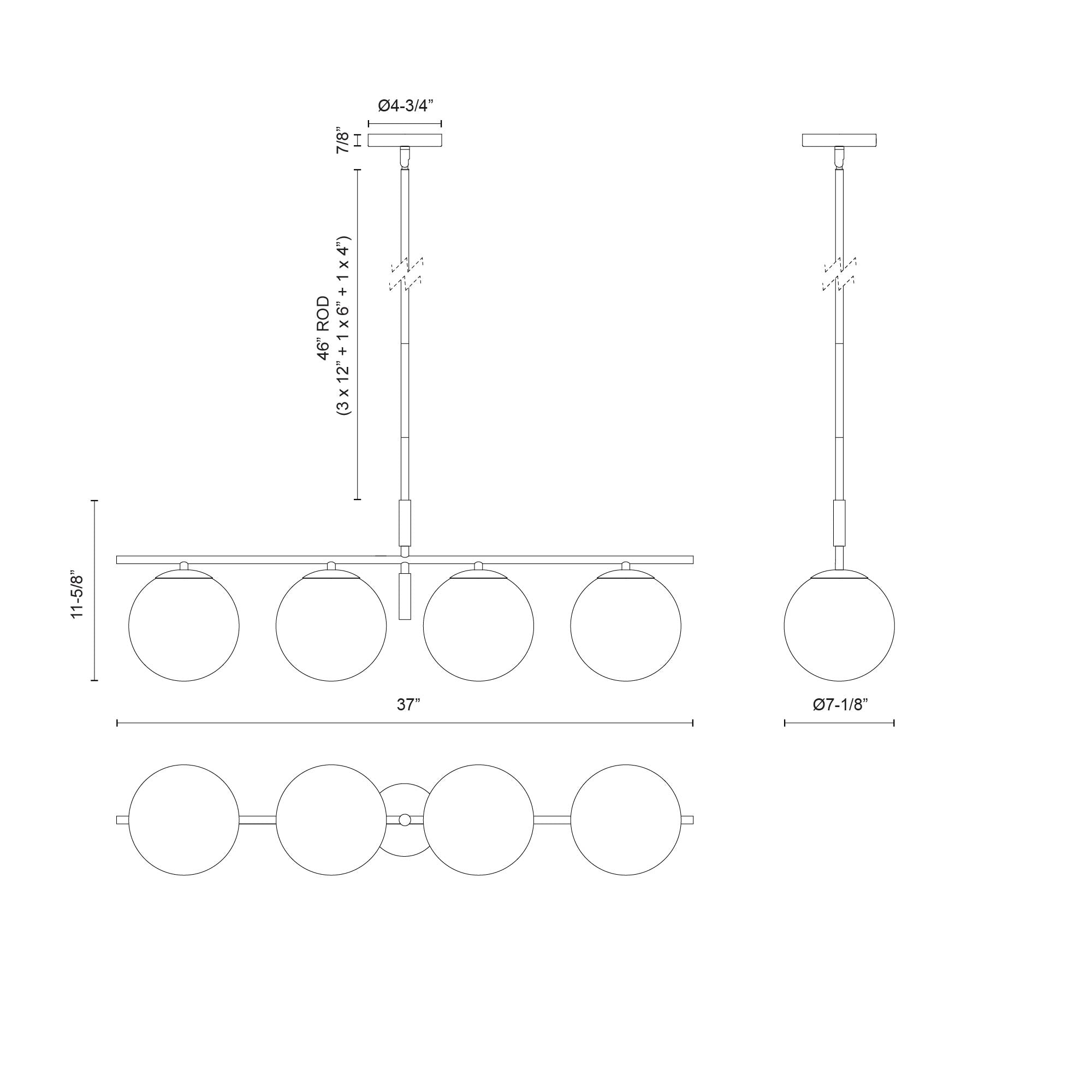 Zuri 37-in Linear Pendant