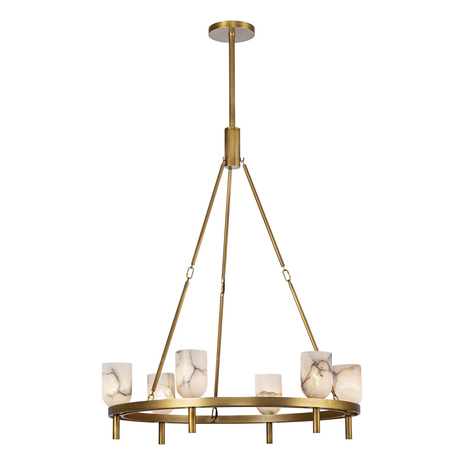 Lucian 32-in Chandelier — Vintage Brass/Alabaster