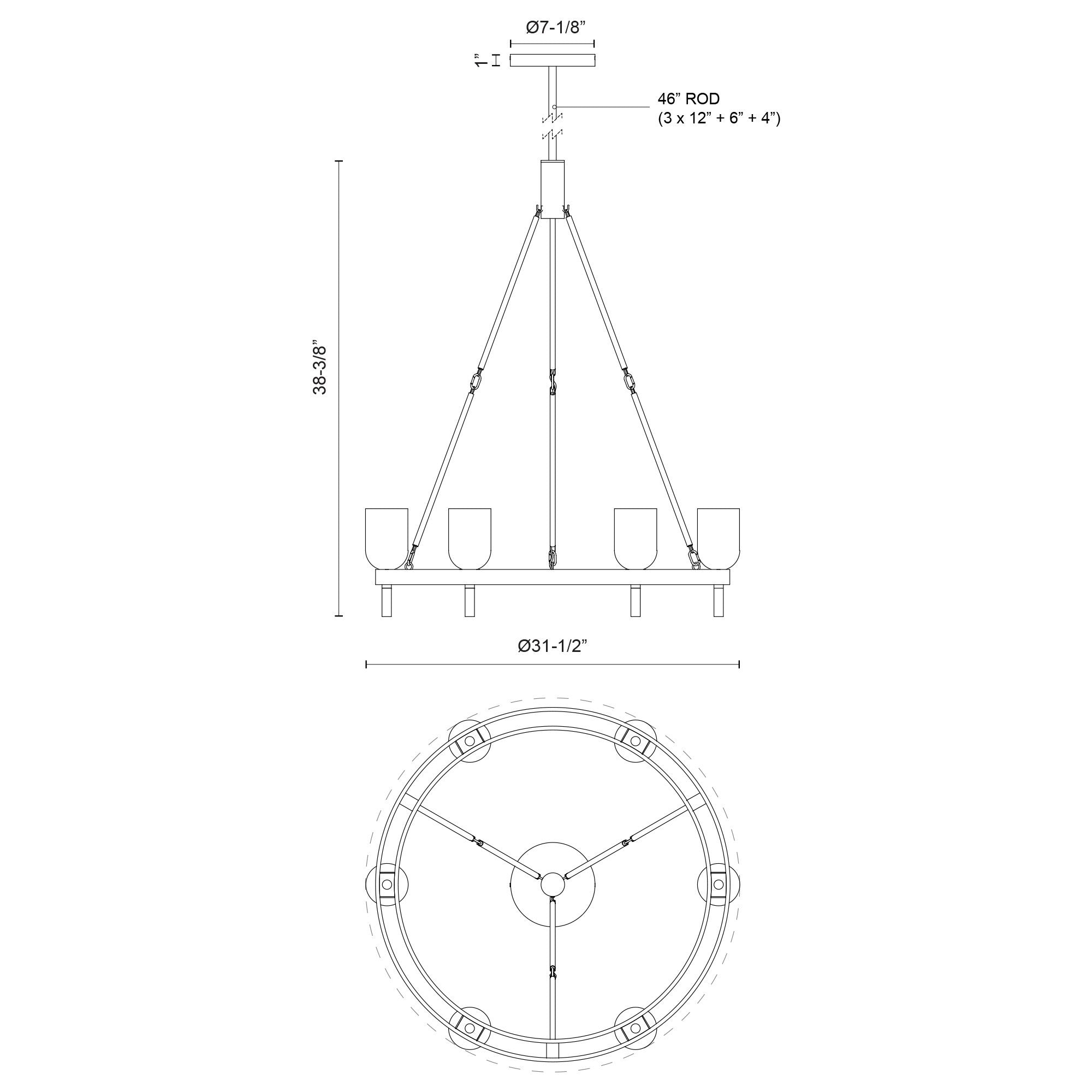 Lucian 32-in Chandelier