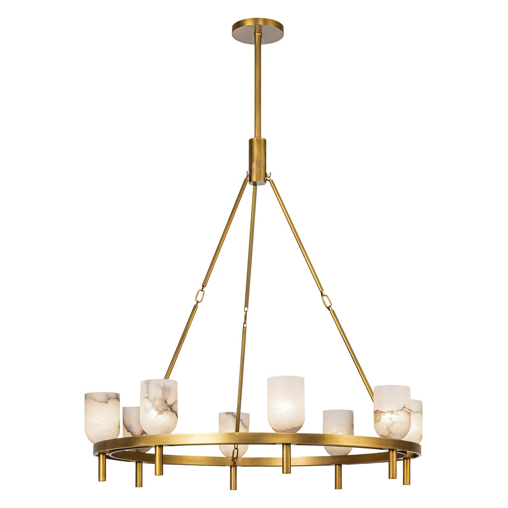Lucian 36-in Chandelier — Vintage Brass/Alabaster
