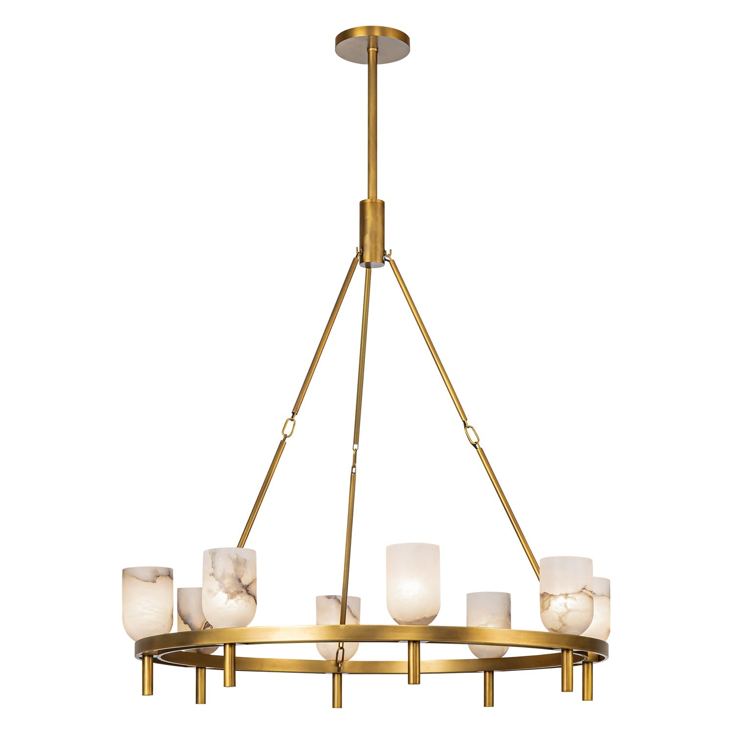 Lucian 36-in Chandelier — Vintage Brass/Alabaster