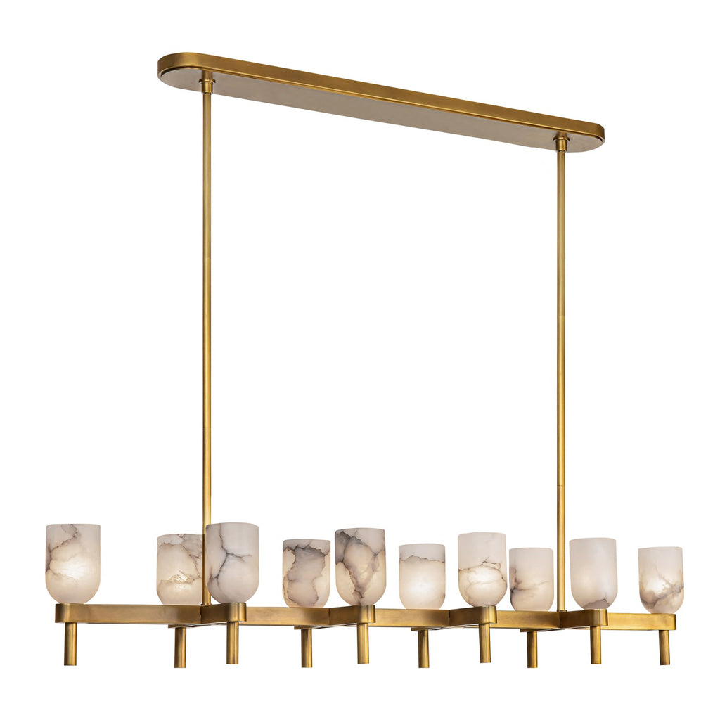 Lucian 52-in Linear Pendant — Vintage Brass/Alabaster