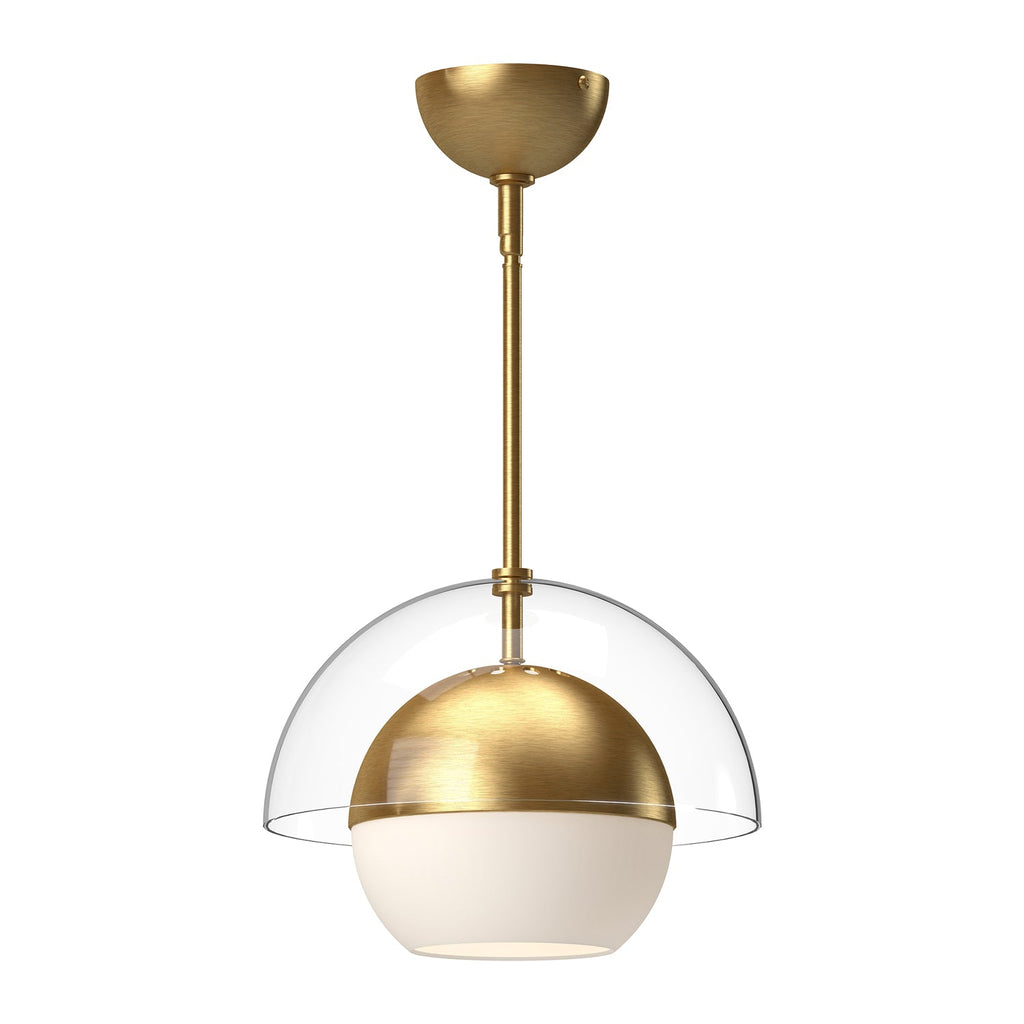 Lucy 12-in Pendant — Brushed Gold/Opal Matte Glass