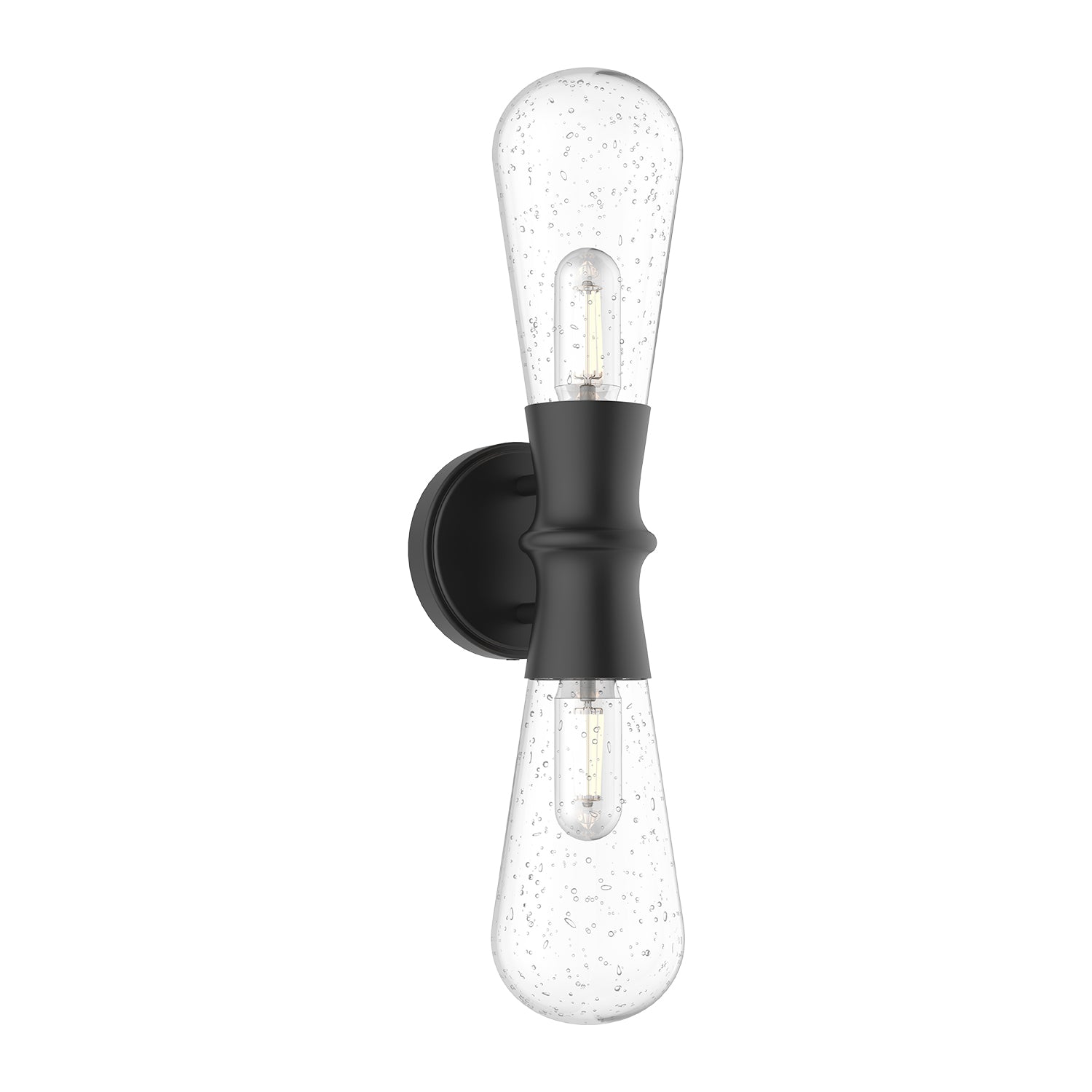 Marcel 5-in Exterior Wall Sconce — Clear Bubble Glass/Textured Black