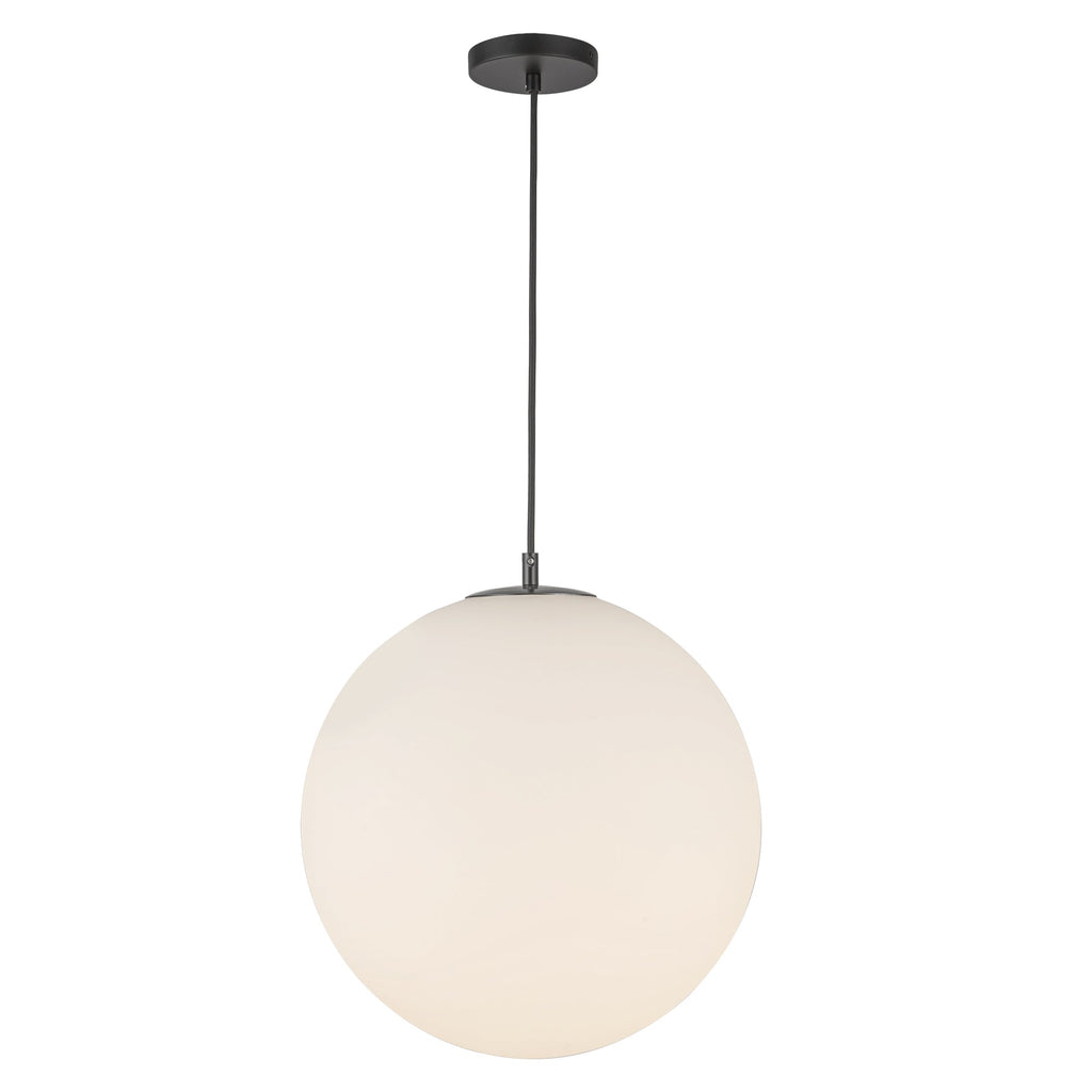 Marco 16-in Pendant — Black/Opal Glass