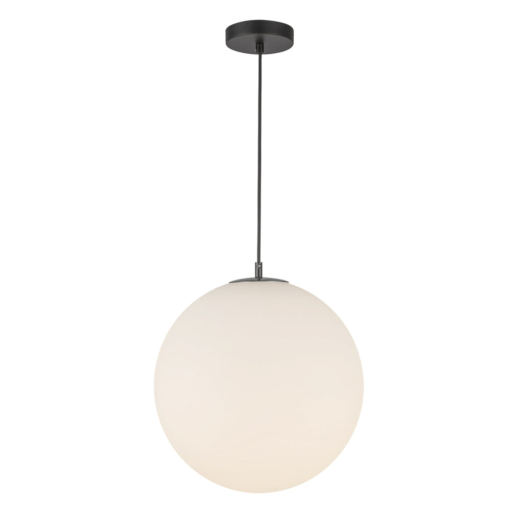 Marco 16-in LED Pendant — Black/Opal Glass [Universal Voltage and 5 Selectable Color Temperatures]