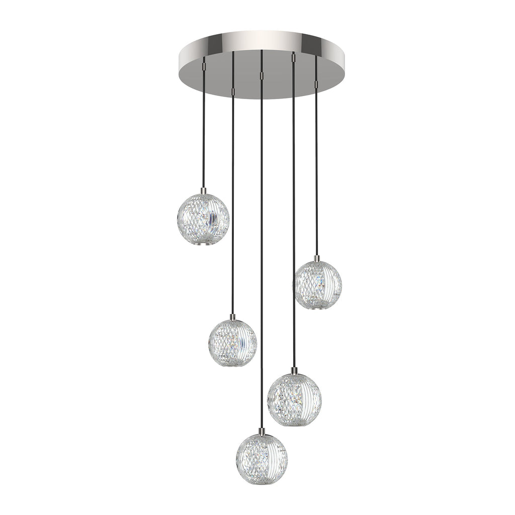 Marni 5 Light Multi Pendant — Polished Nickel