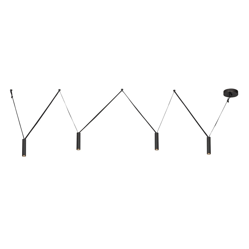 Mason 4 Head Linear Pendant – Adjustable with Metal Strap Detail