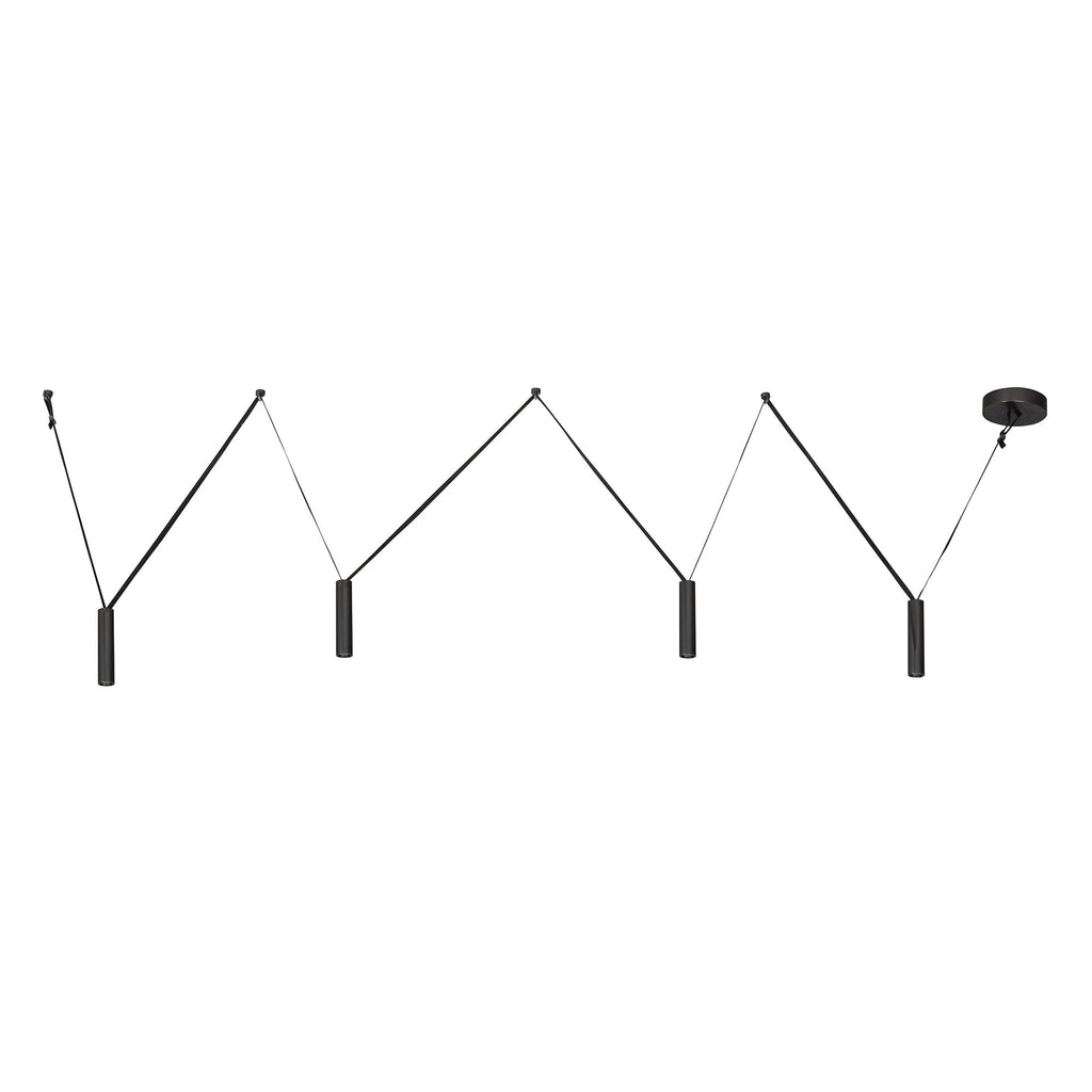 Mason 4 Head Linear Pendant – Adjustable with Metal Strap Detail