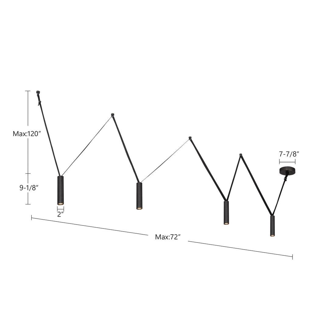 Mason 4 Head Linear Pendant – Adjustable with Metal Strap Detail